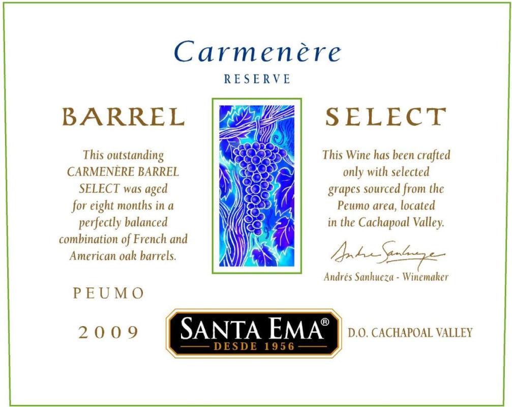 Santa Ema Barrel Reserve Carmenere 2009 Front Label