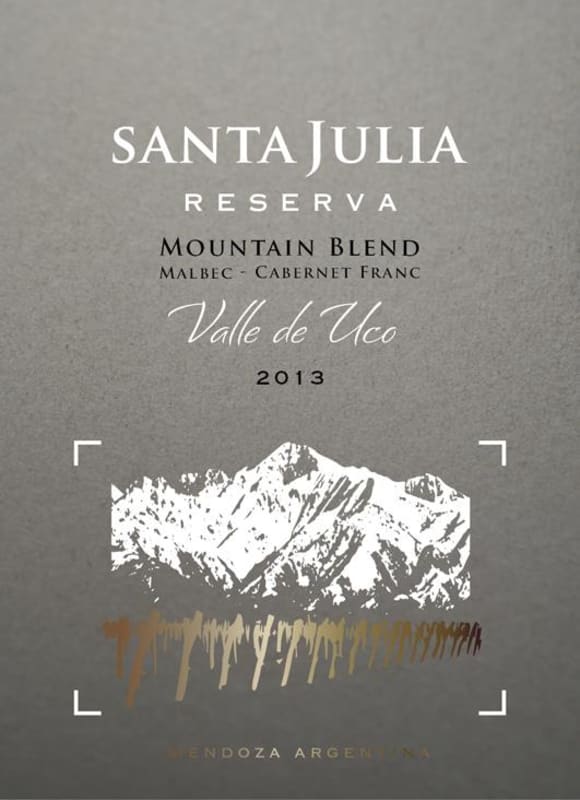 Santa Julia Reserva Mountain Blend 2013 Front Label