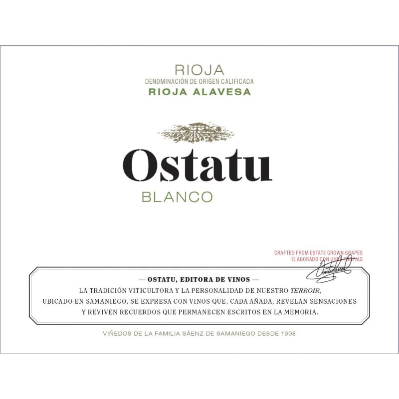 Ostatu Rioja Blanco 2015 Front Label