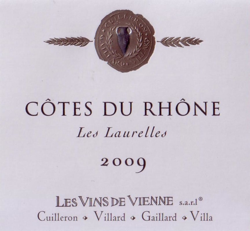 Vins de Vienne Cotes du Rhone Les Laurelles Blanc 2009 Front Label