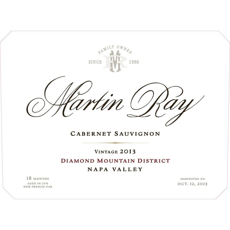 Martin Ray Diamond Mountain Cabernet Sauvignon 2013 Front Label
