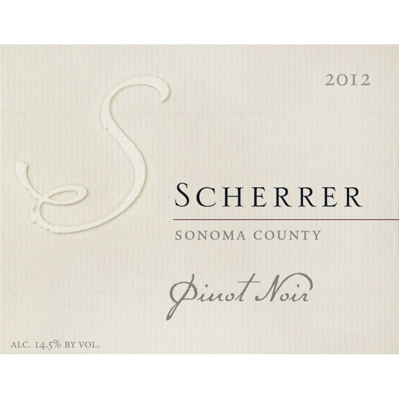 Scherrer Winery Sonoma County Pinot Noir 2012 Front Label