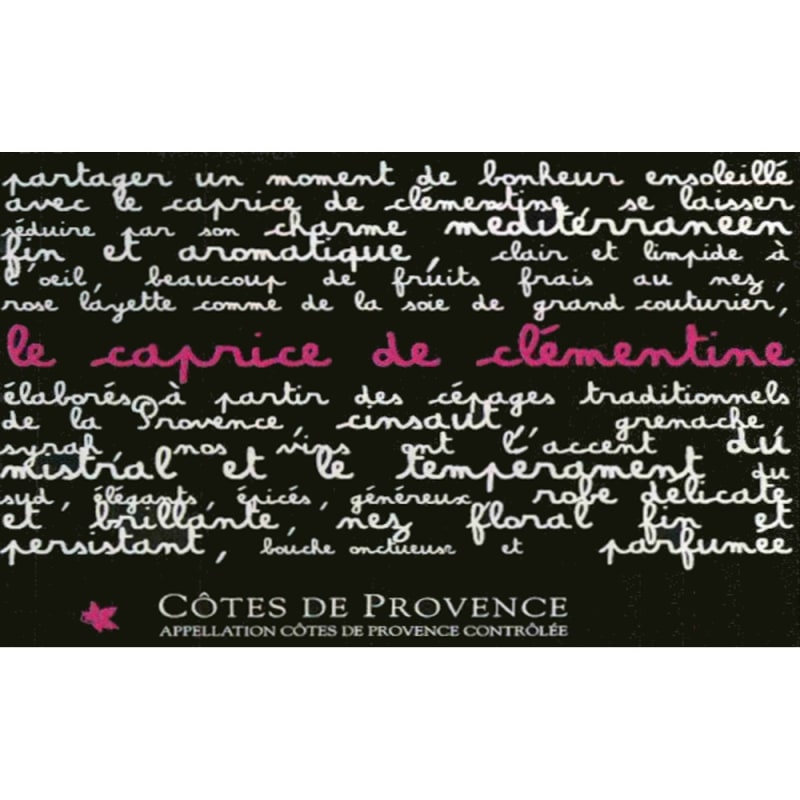Les Valentines Le Caprice de Clementine Rose 2015 Front Label