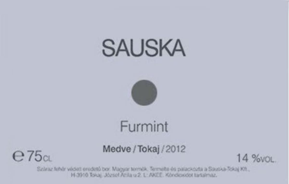 Sauska Medve Furmint 2012 Front Label