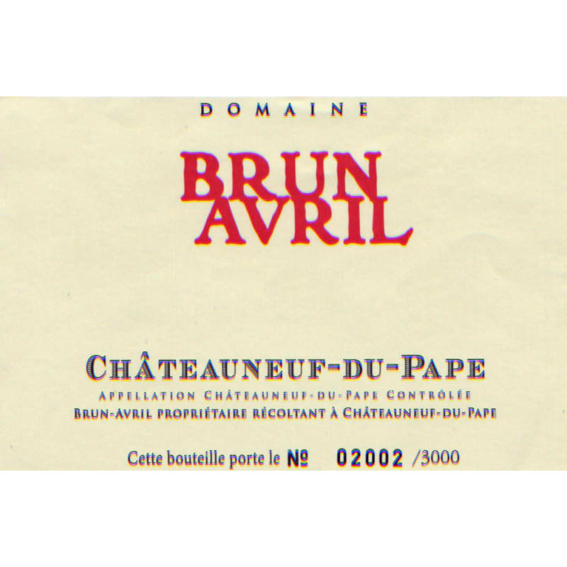 Brun Avril Chateauneuf-du-Pape 2012 Front Label