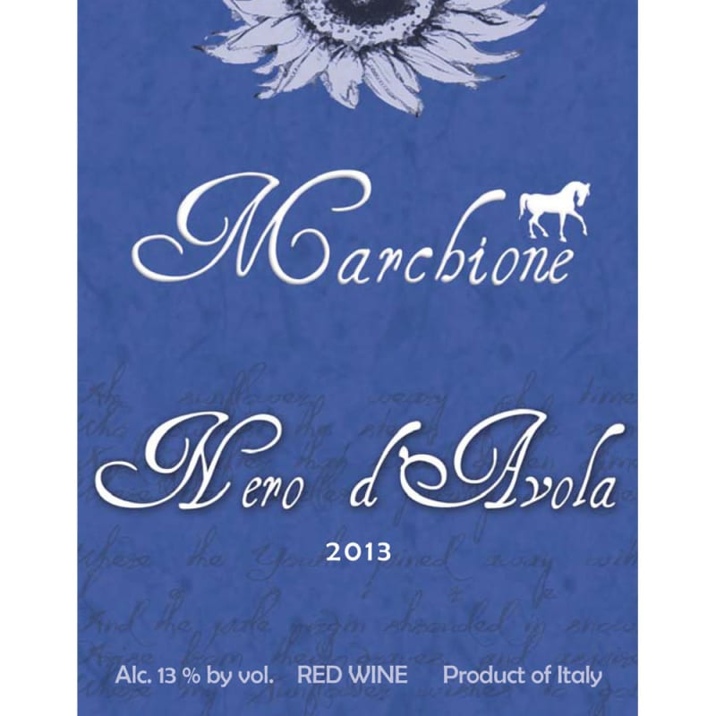 Marchione Nero d'Avola 2013 Front Label