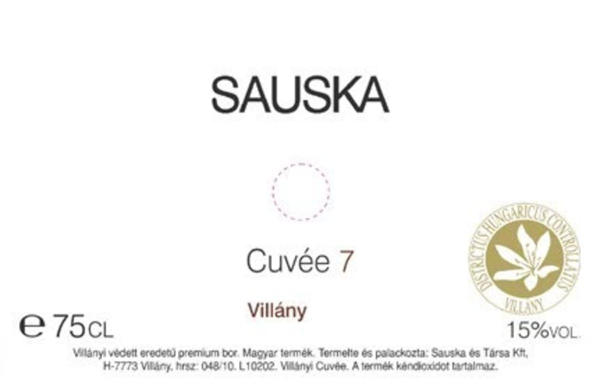 Sauska Villany Cuvee 7 Red 2008 Front Label