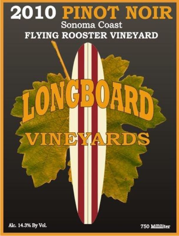 Longboard Flying Rooster Vineyard Pinot Noir 2010 Front Label