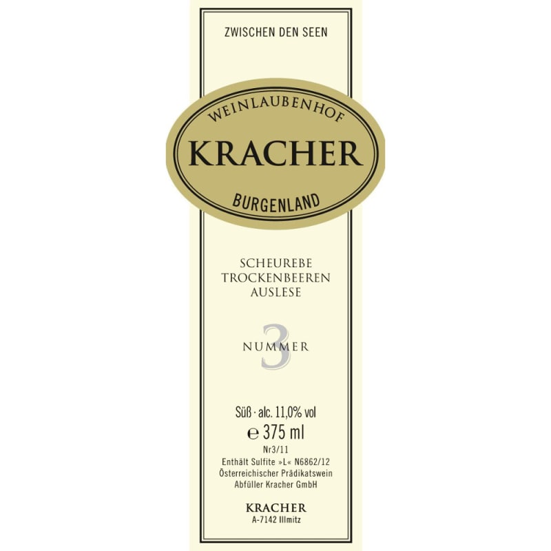 Kracher Scheurebe Trockenbeerenauslese Auslese No. 3 (375ML half-bottle) 2012 Front Label