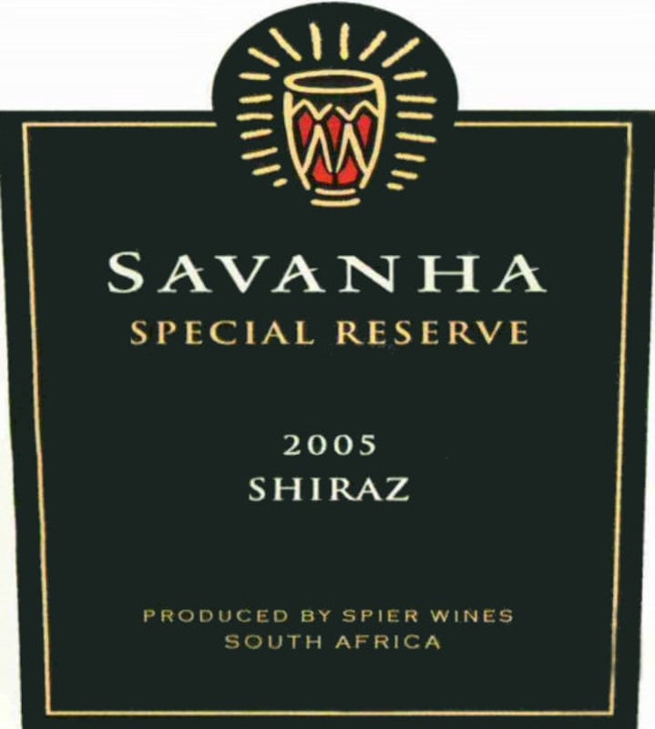 Savanha Special Reserve Shiraz 2005 Front Label