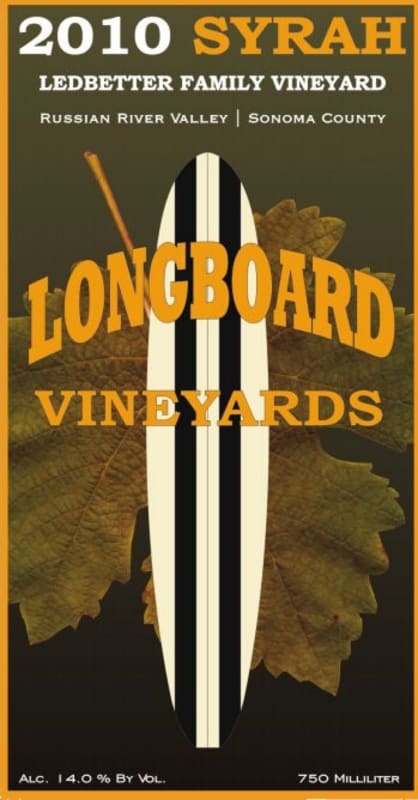 Longboard Ledbetter Family Vineyard Syrah 2010 Front Label
