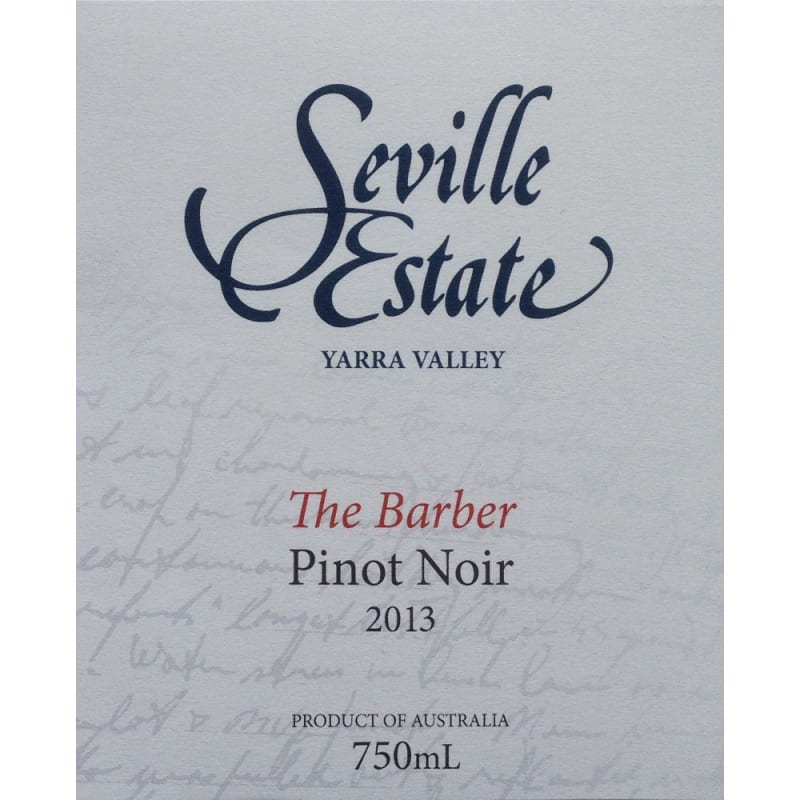 Seville Estate The Barber Pinot Noir 2013 Front Label