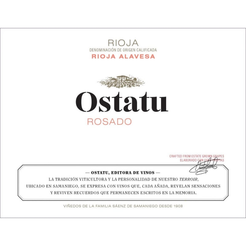Ostatu Rioja Rosado 2015 Front Label