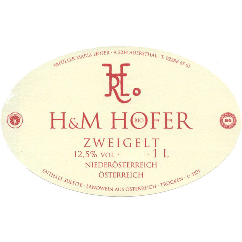 Hofer Zweigelt (1 Liter) 2013 Front Label