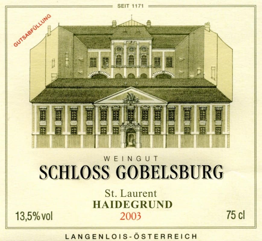 Schloss Gobelsburg Haidegrund St. Laurent 2003 Front Label