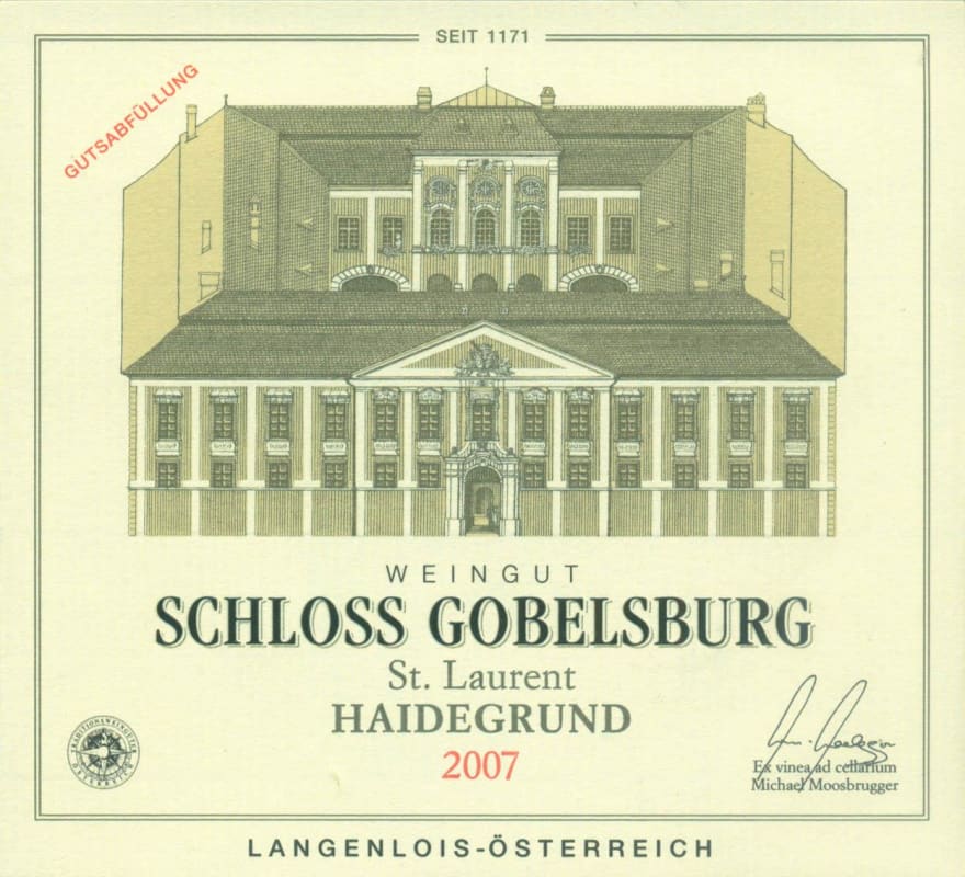 Schloss Gobelsburg Haidegrund St. Laurent 2007 Front Label