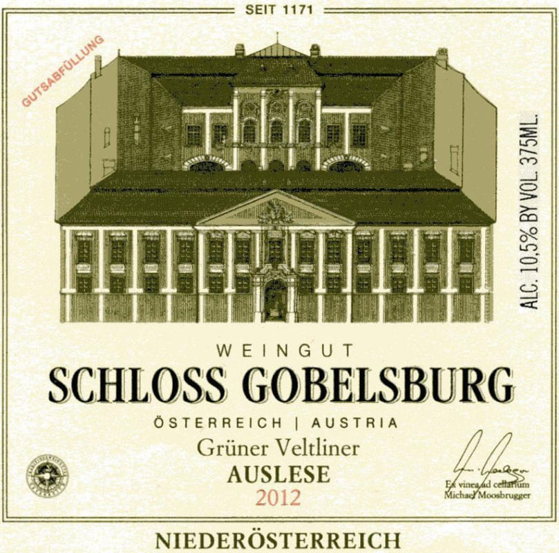 Schloss Gobelsburg Auslese Gruner Veltliner 2012 Front Label