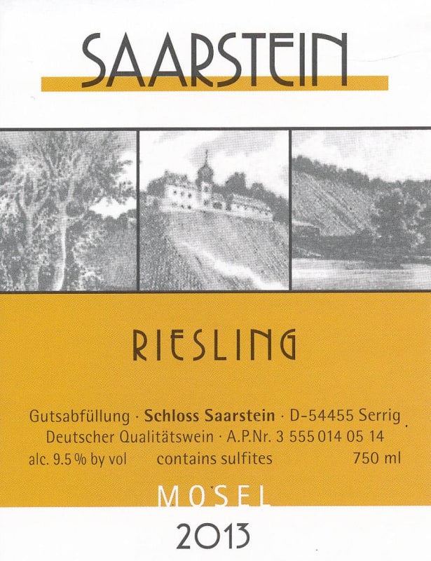 Schloss Saarstein Riesling QbA 2013 Front Label