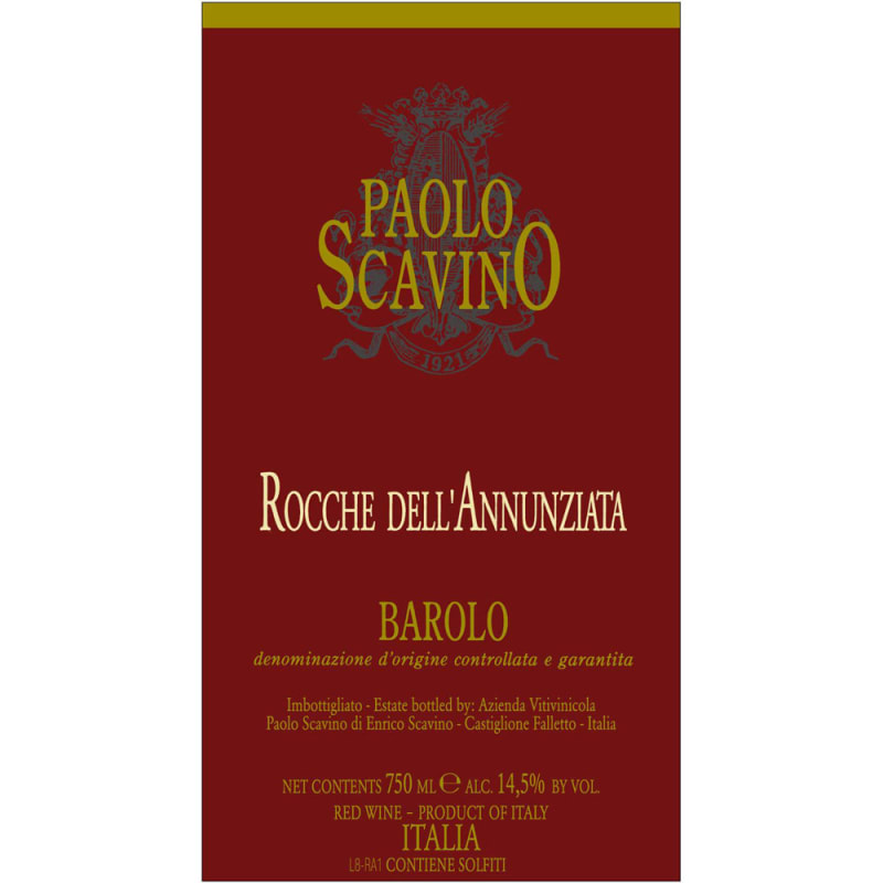 Paolo Scavino Barolo Rocche dell'Annunziata Riserva 2010 Front Label
