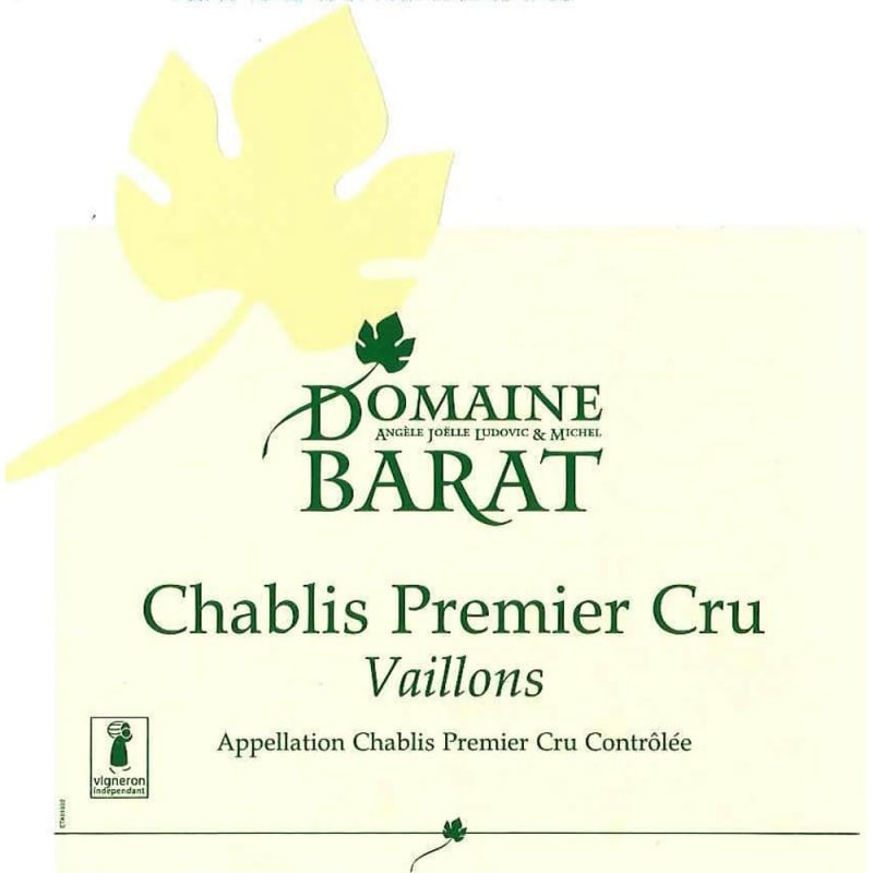 Domaine Barat Chablis Vaillons Premier Cru (375ML half-bottle) 2014 Front Label