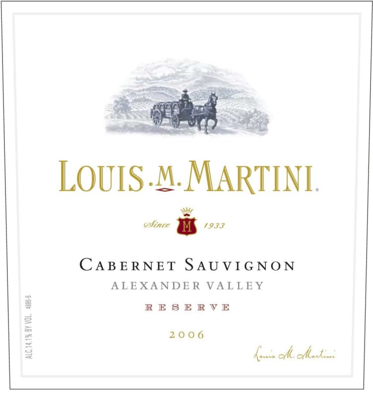 Louis Martini Reserve Cabernet Sauvignon 2006 Front Label