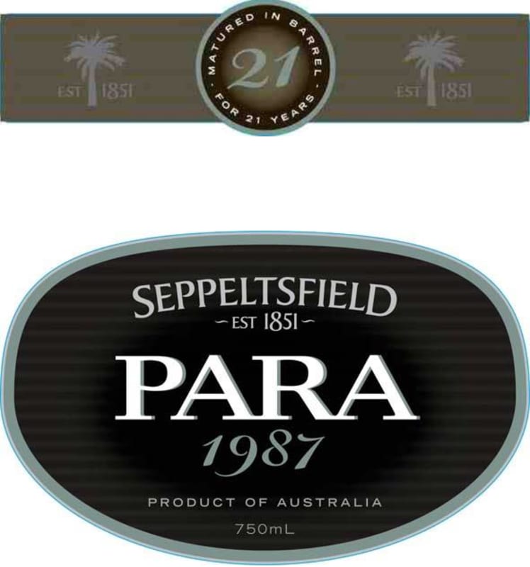 Seppeltsfield Para 21 Year Old Vintage Tawny Port 1987 Front Label