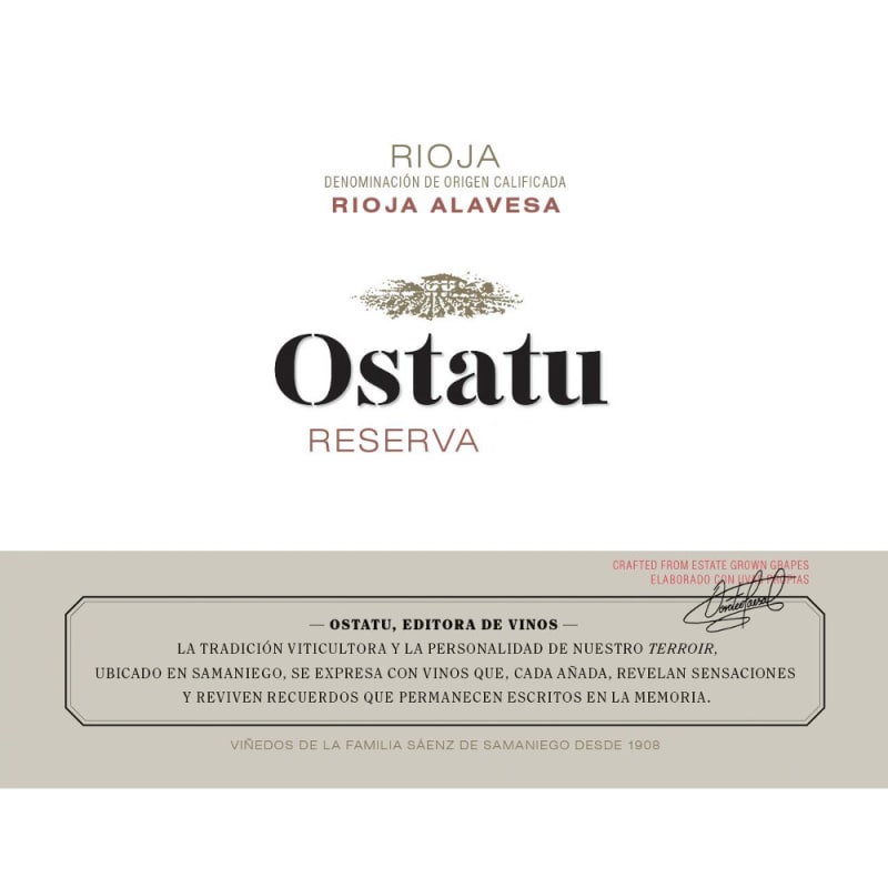 Ostatu Rioja Reserva 2010 Front Label
