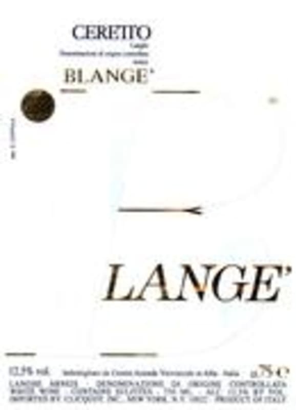 Ceretto Arneis Blange 1998 Front Label