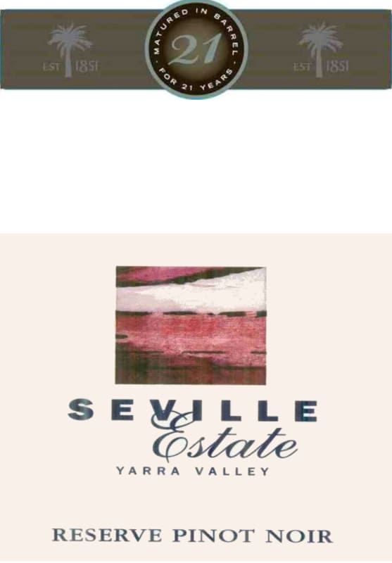 Seville Estate Reserve Pinot Noir 2008 Front Label