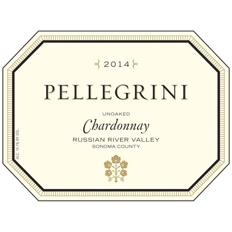 Pellegrini Unoaked Chardonnay 2014 Front Label