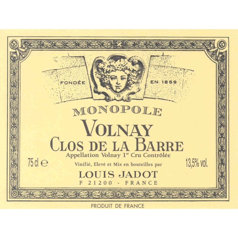 Louis Jadot Volnay Clos de la Barre Premier Cru 2010 Front Label