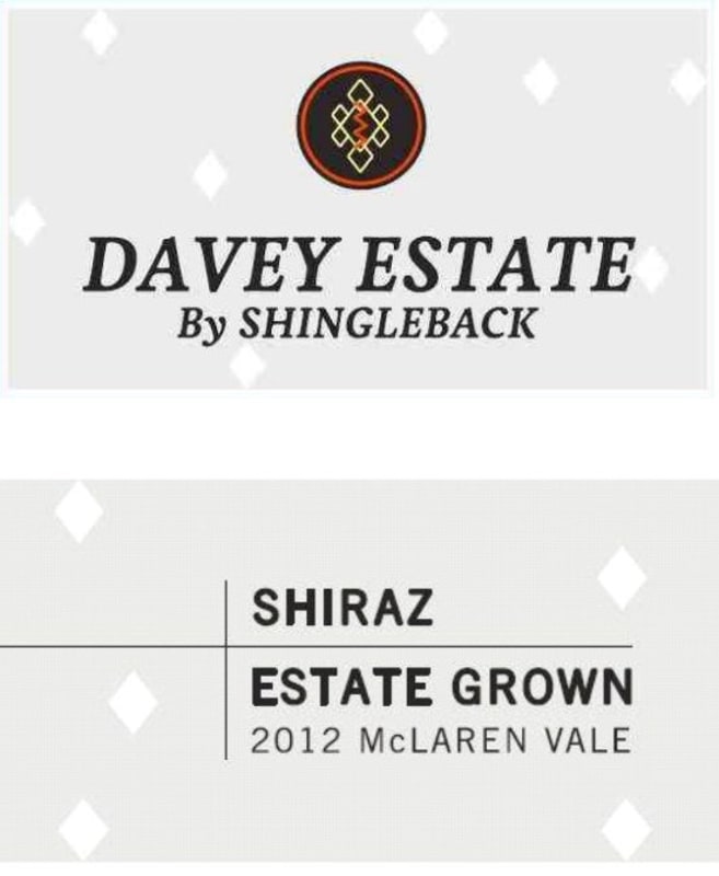 Shingleback Davey Estate Grown Shiraz 2012 Front Label