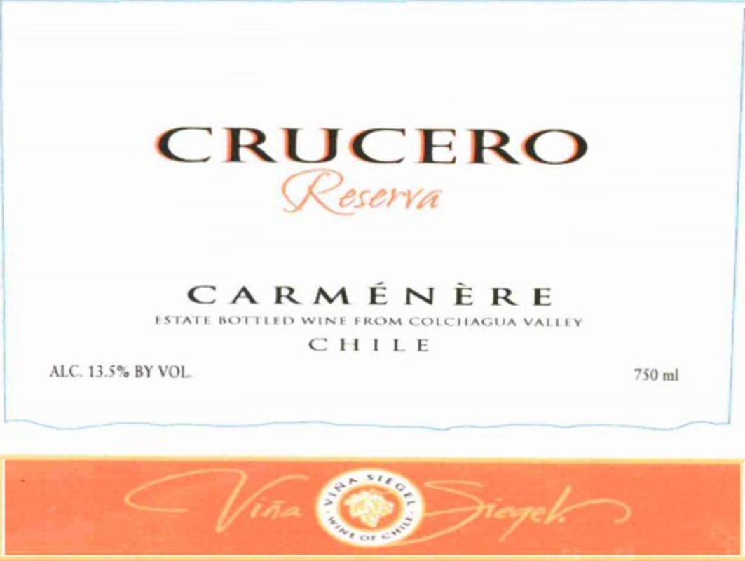 Vina Siegel Crucero Reserva Carmenere 2013 Front Label