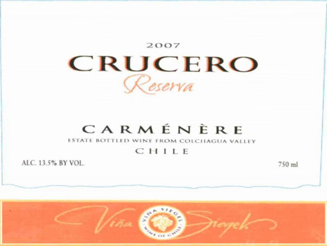 Vina Siegel Crucero Reserva Carmenere 2007 Front Label