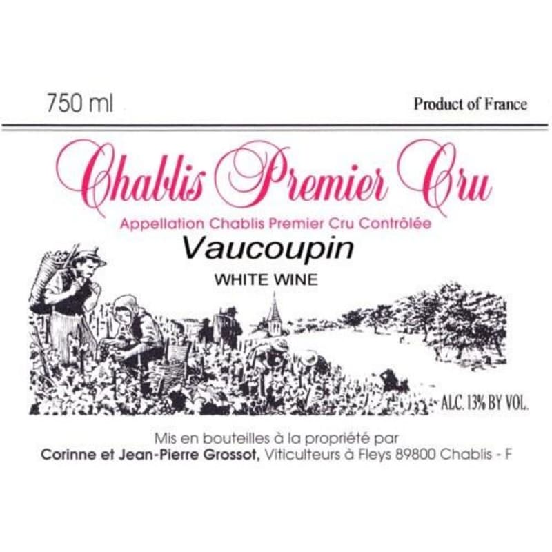 Grossot Chablis Vaucoupin Premier Cru 2012 Front Label