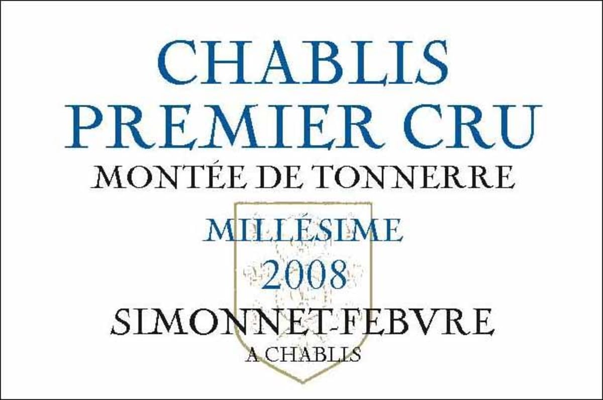 Simonnet-Febvre Chablis Montee de Tonnerre Premier Cru 2008 Front Label