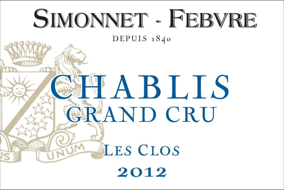Simonnet-Febvre Chablis Les Clos Grand Cru 2012 Front Label