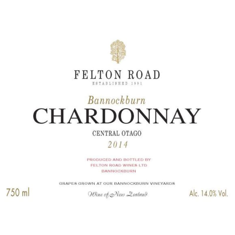 Felton Road Bannockburn Chardonnay 2014 Front Label