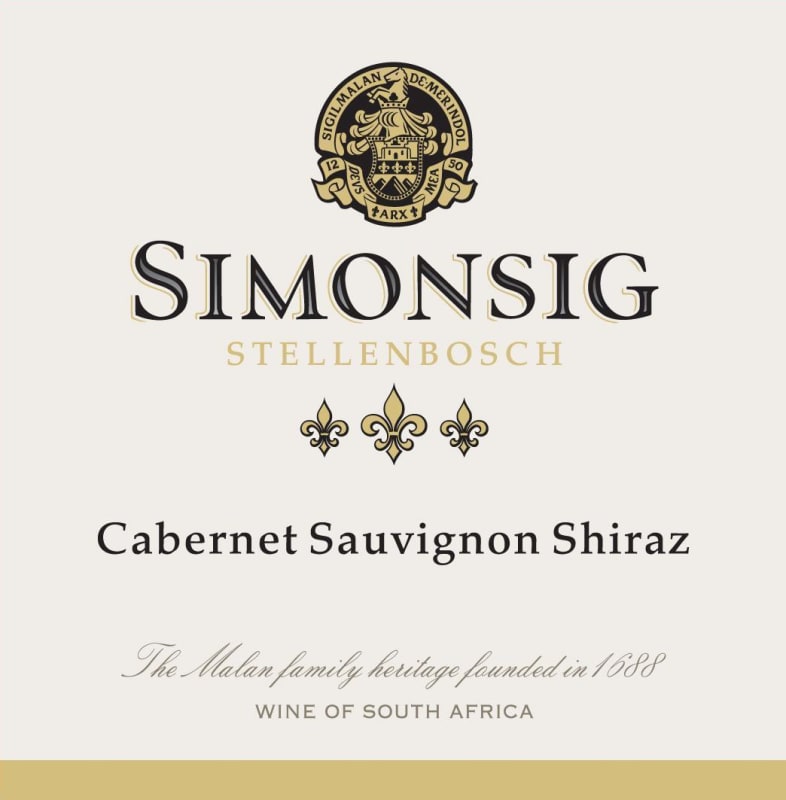 Simonsig Cabernet Sauvignon Shiraz 2012 Front Label