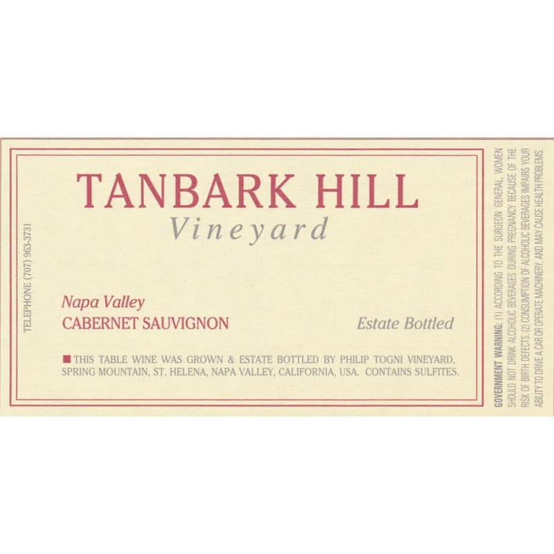 Philip Togni Tanbark Hill Cabernet Sauvignon 2010 Front Label