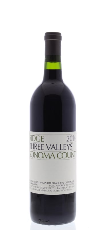Ridge Three Valleys Red 2014 Front Bottle Shot