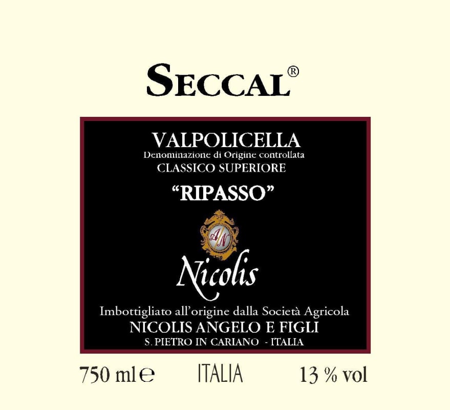 Nicolis Seccal Ripasso Valpolicella Classico Superiore 2011 Front Label