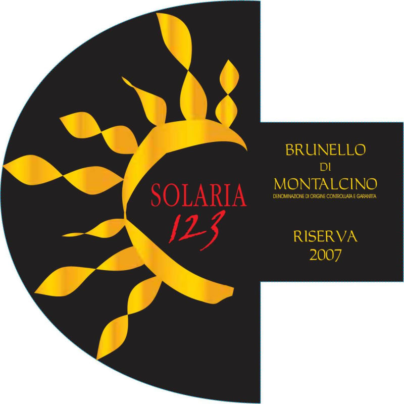 Solaria Patrizia Cencioni Solaria 123 Brunello di Montalcino Riserva 2007 Front Label