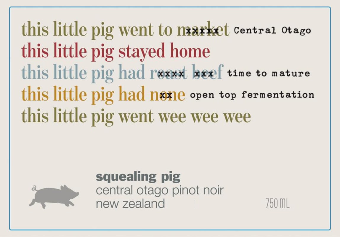 Squealing Pig Pinot Noir 2015 Front Label