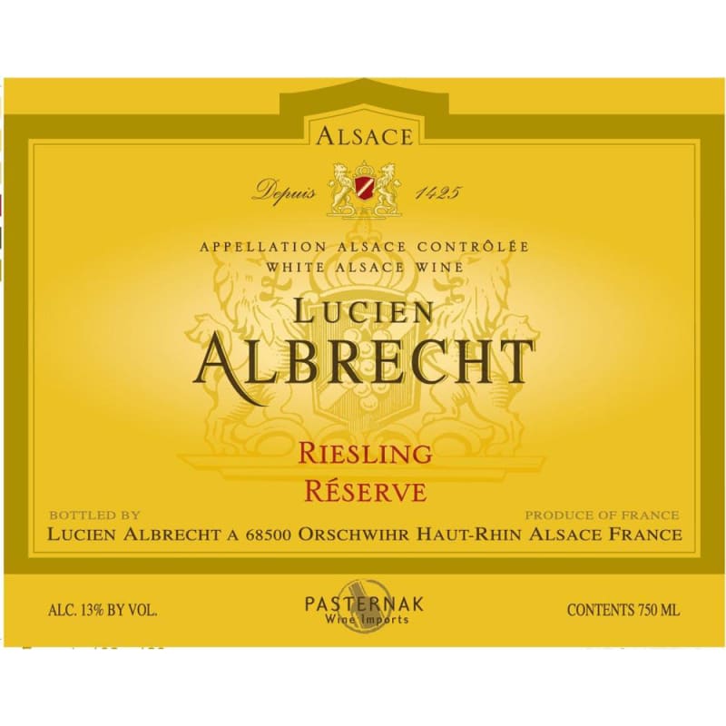 Lucien Albrecht Reserve Riesling 2014 Front Label