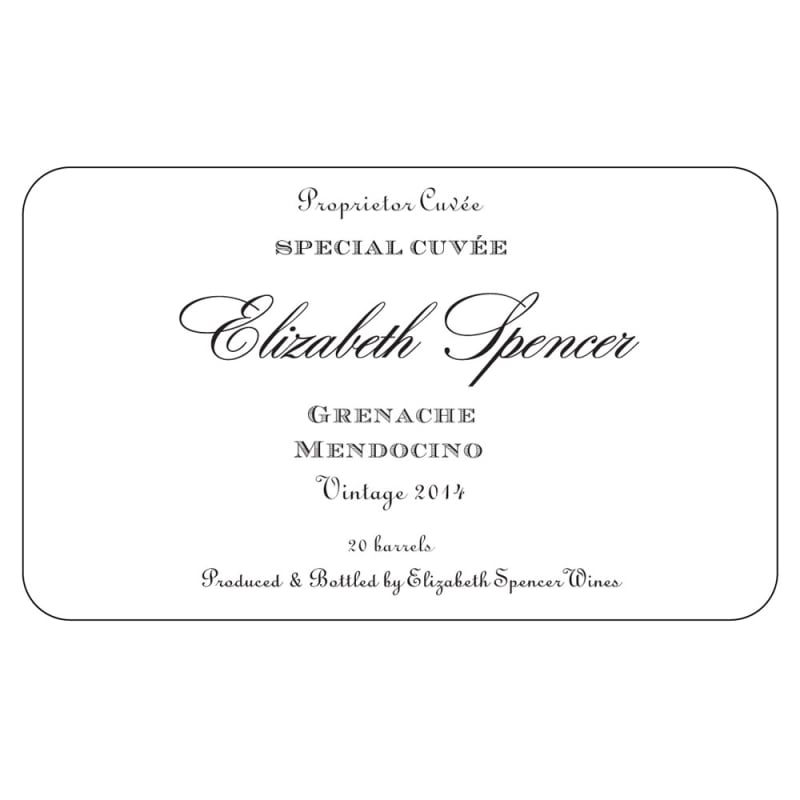 Elizabeth Spencer Mendocino Grenache 2014 Front Label