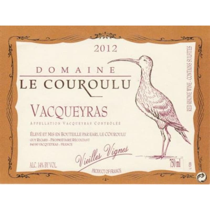 Domaine le Couroulu Vacqueyras Vieilles Vignes 2012 Front Label