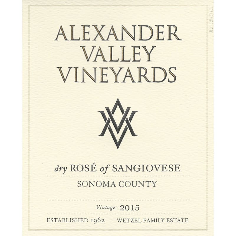 Alexander Valley Vineyards Dry Rose of Sangiovese 2015 Front Label