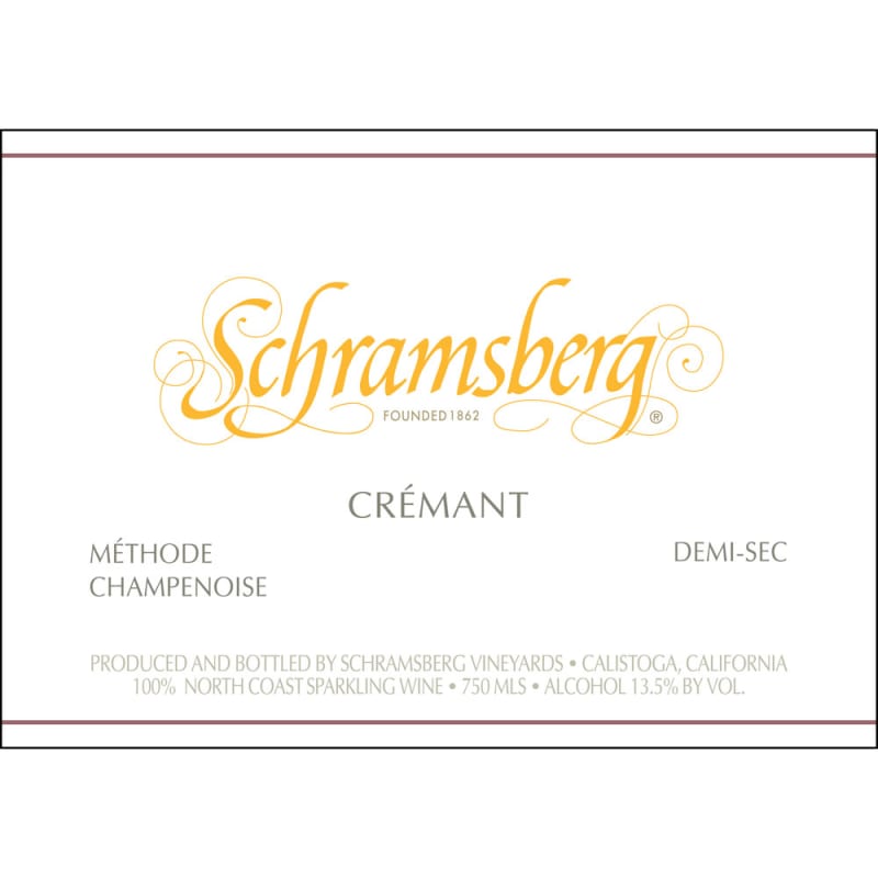 Schramsberg Cremant Demi-Sec 2012 Front Label
