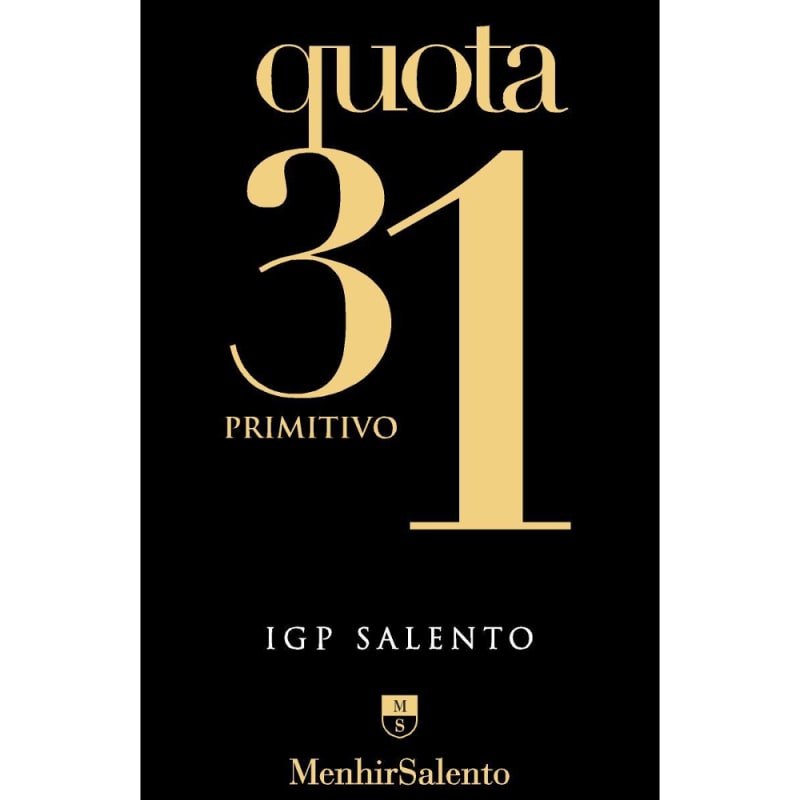 Vini Menhir Quota 31 Primitivo 2012 Front Label